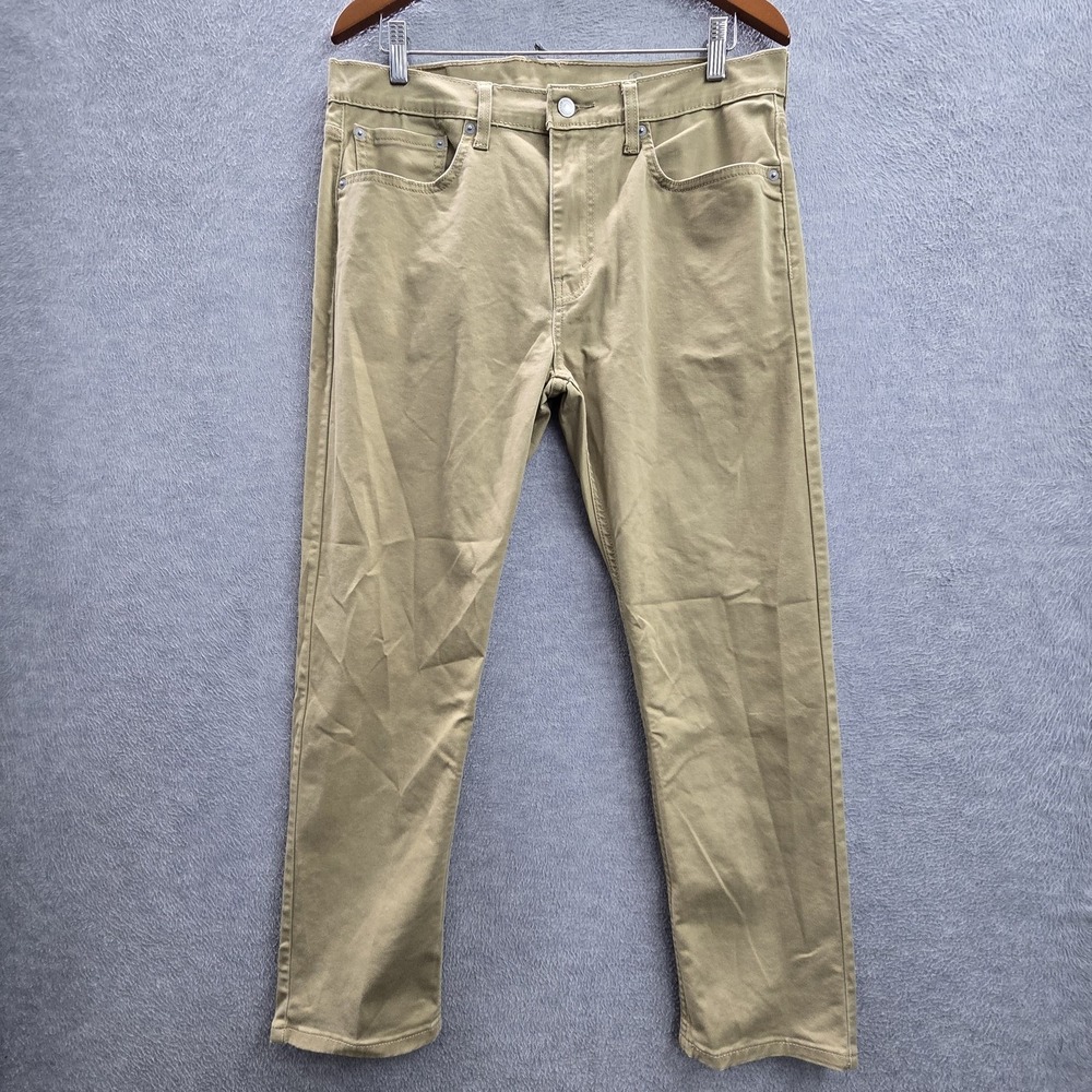 Levi's 502 Men Pants 33X30 Khaki Chino Twill Taper Fit r 27" Inseam